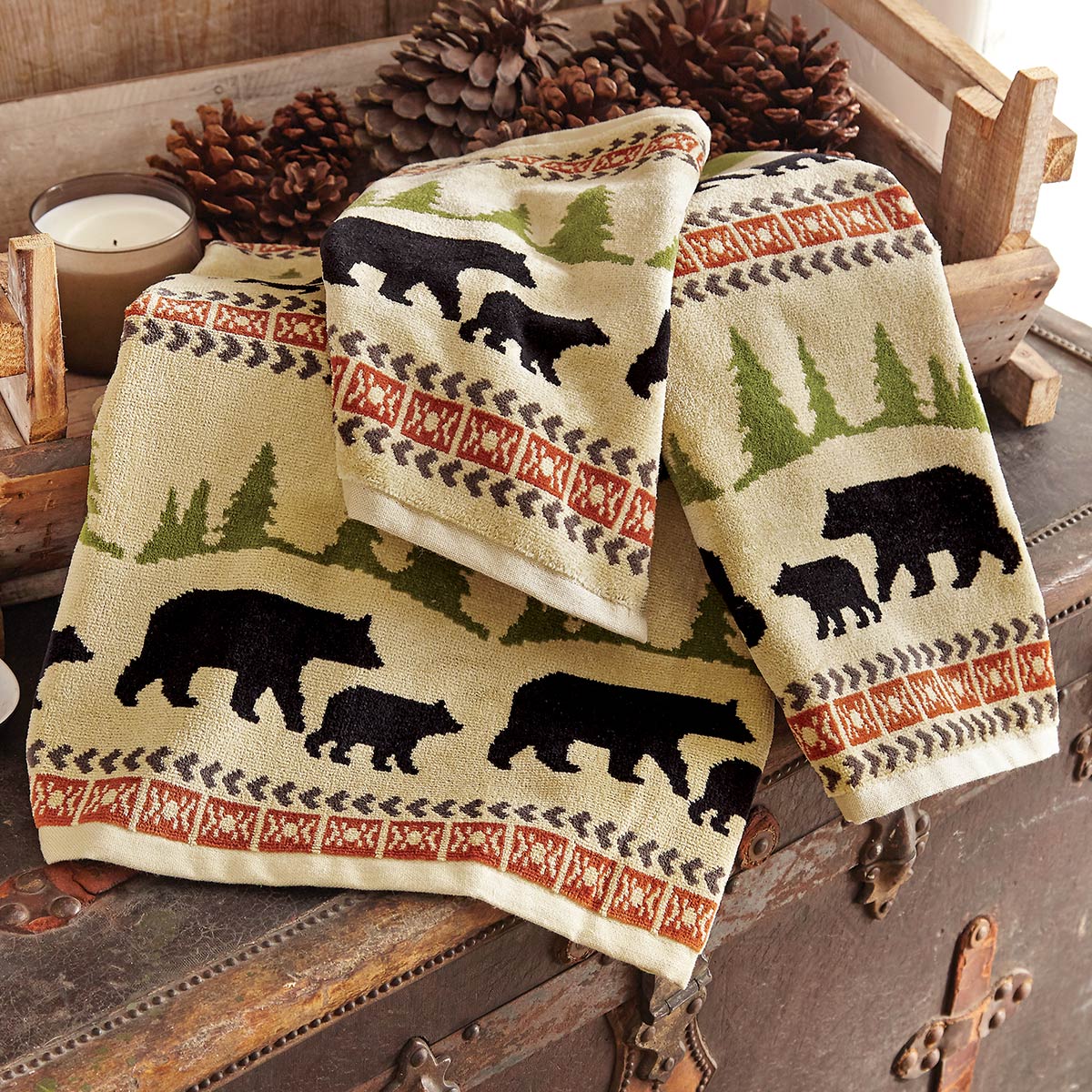 Ivory Mountain Bears Towel Collection