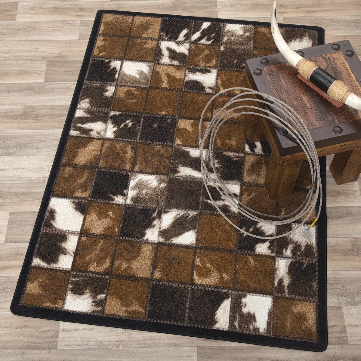 Patchwork Pattern Cowhide Rug Cowhide Patchwork Rug Collection | Black Forest Decor