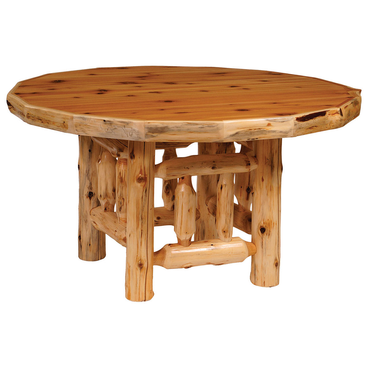 Cedar Log Standard Finish Round Dining Table