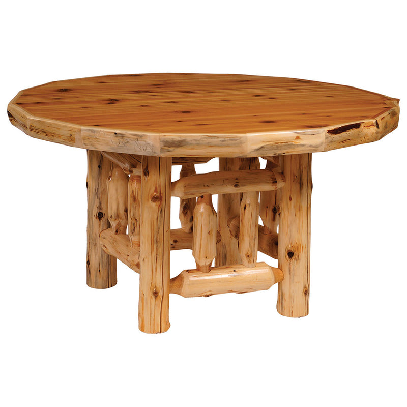 Cedar Log Standard Finish Round Dining Table