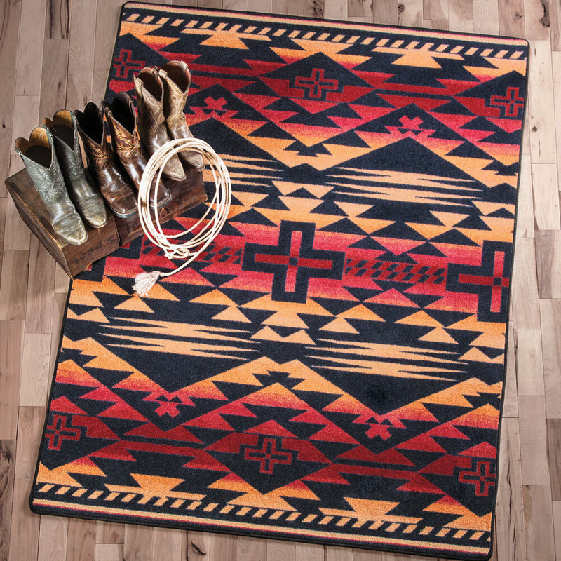 Rustic Cross Burnt Red Rug Collection