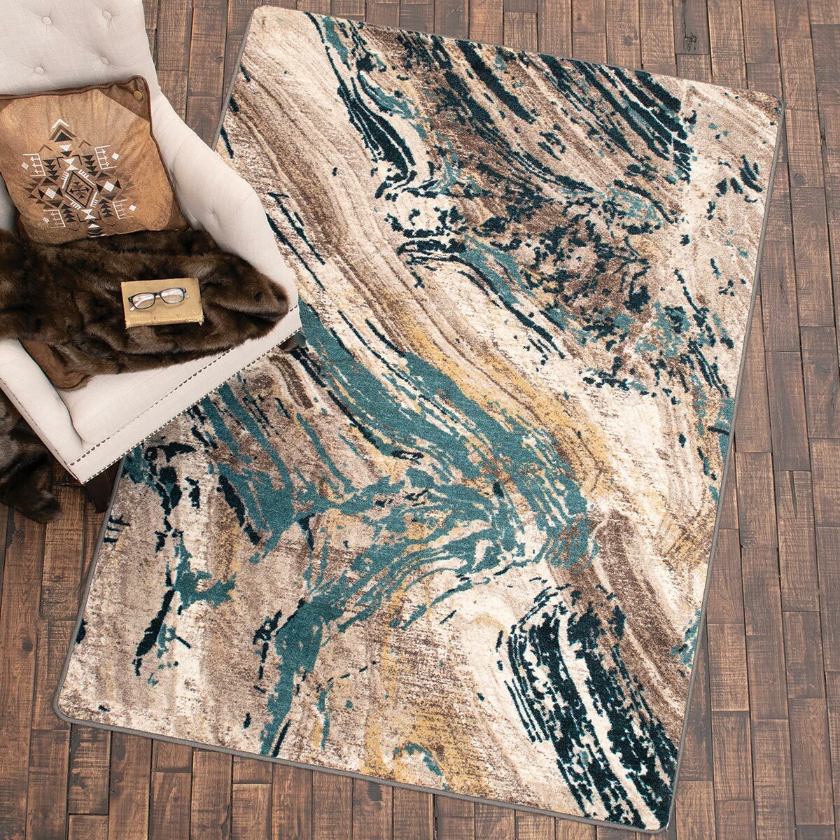 Timberland Turquoise Rug Collection