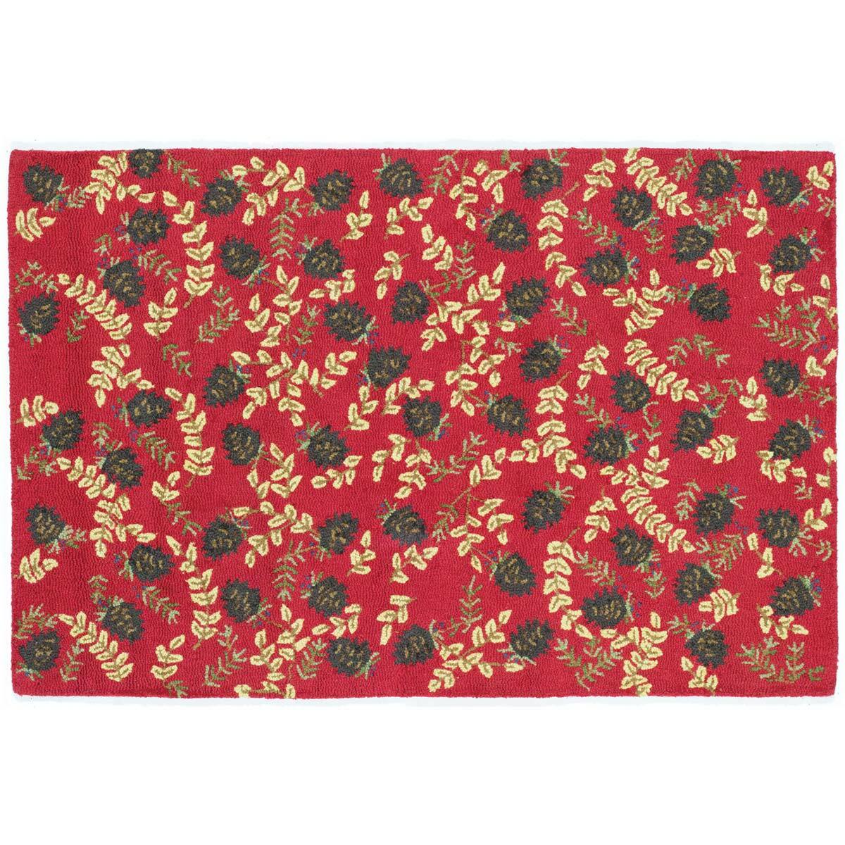 Ruby Pinecones Hooked Wool Rug Collection