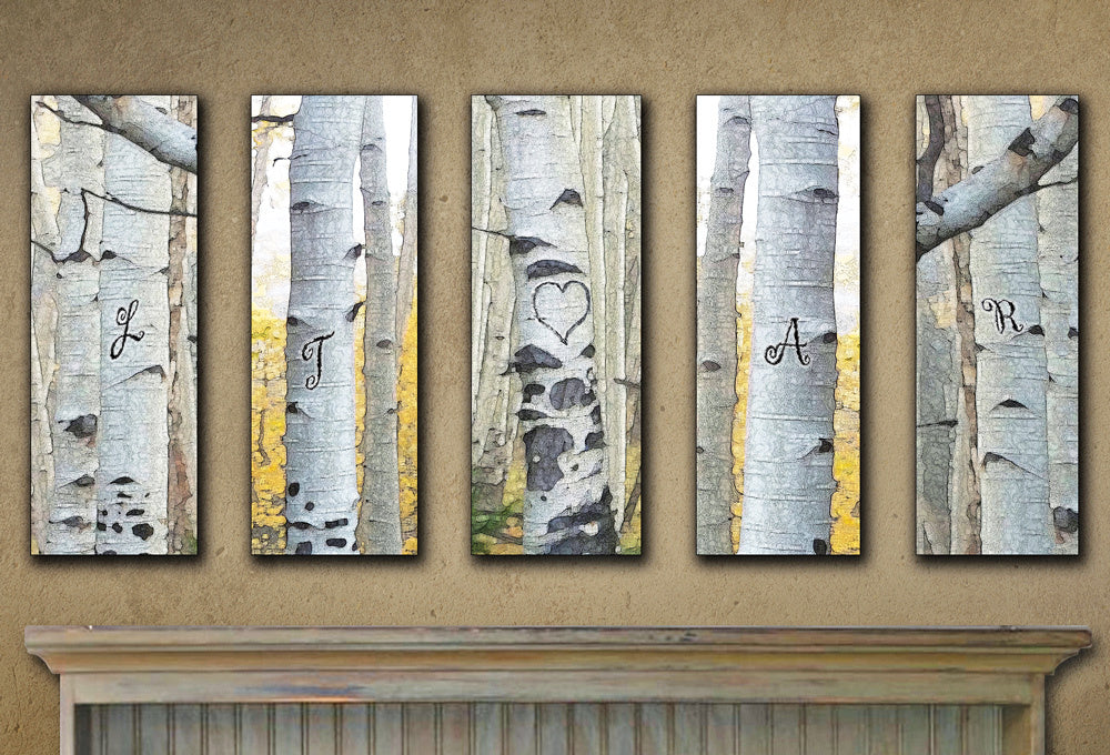 Personalized Aspen Wall Art (Set of 5)
