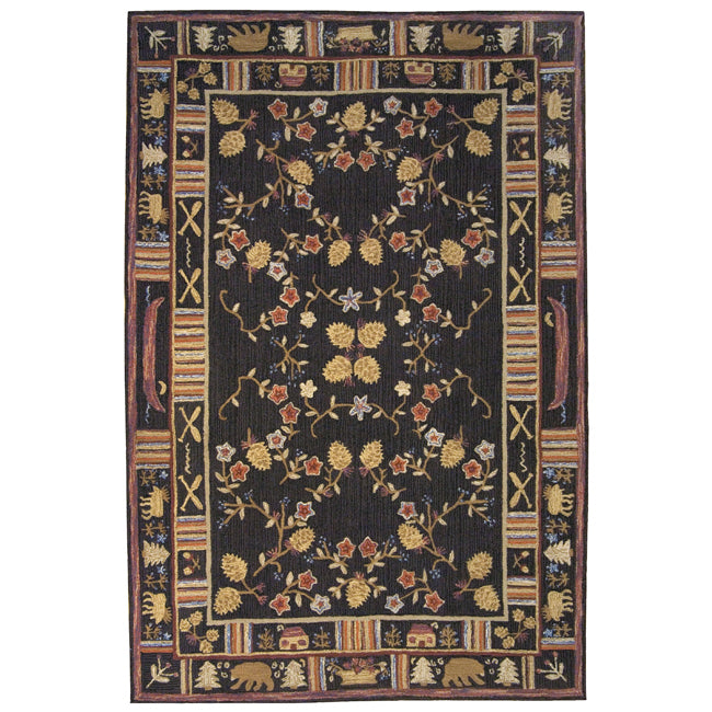 Night Moose Hooked Wool Rug Collection