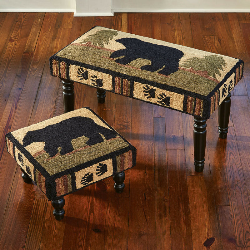 Black Bear Tracks Footstool and Bench