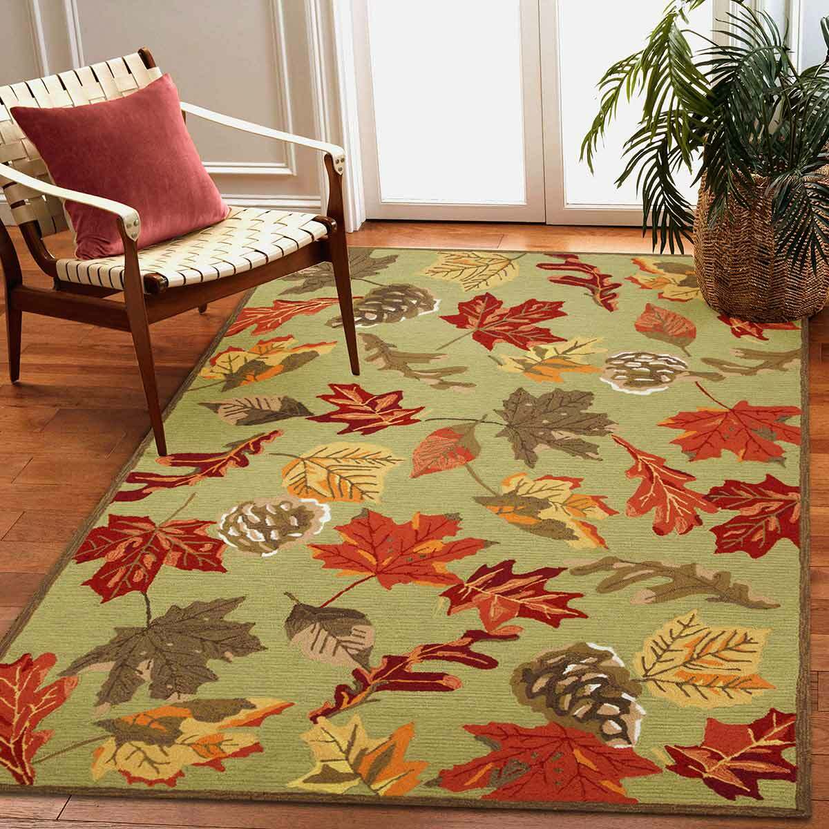 Fall Leaves Moss Indoor/Outdoor Rug Collection