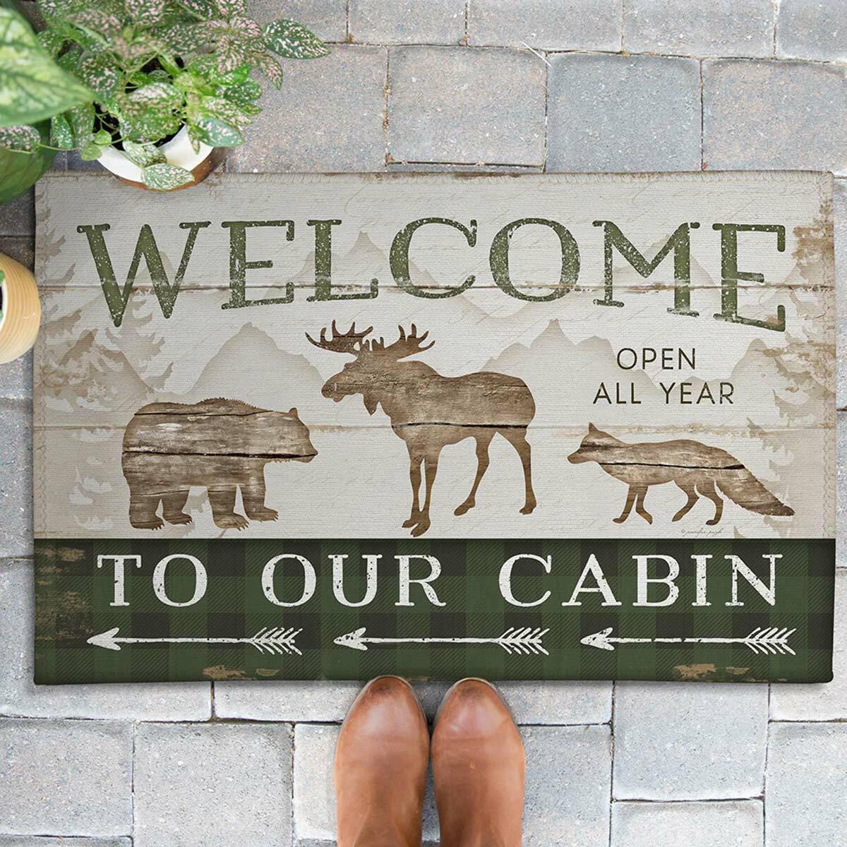 Welcome to Our Cabin Outdoor Rugs