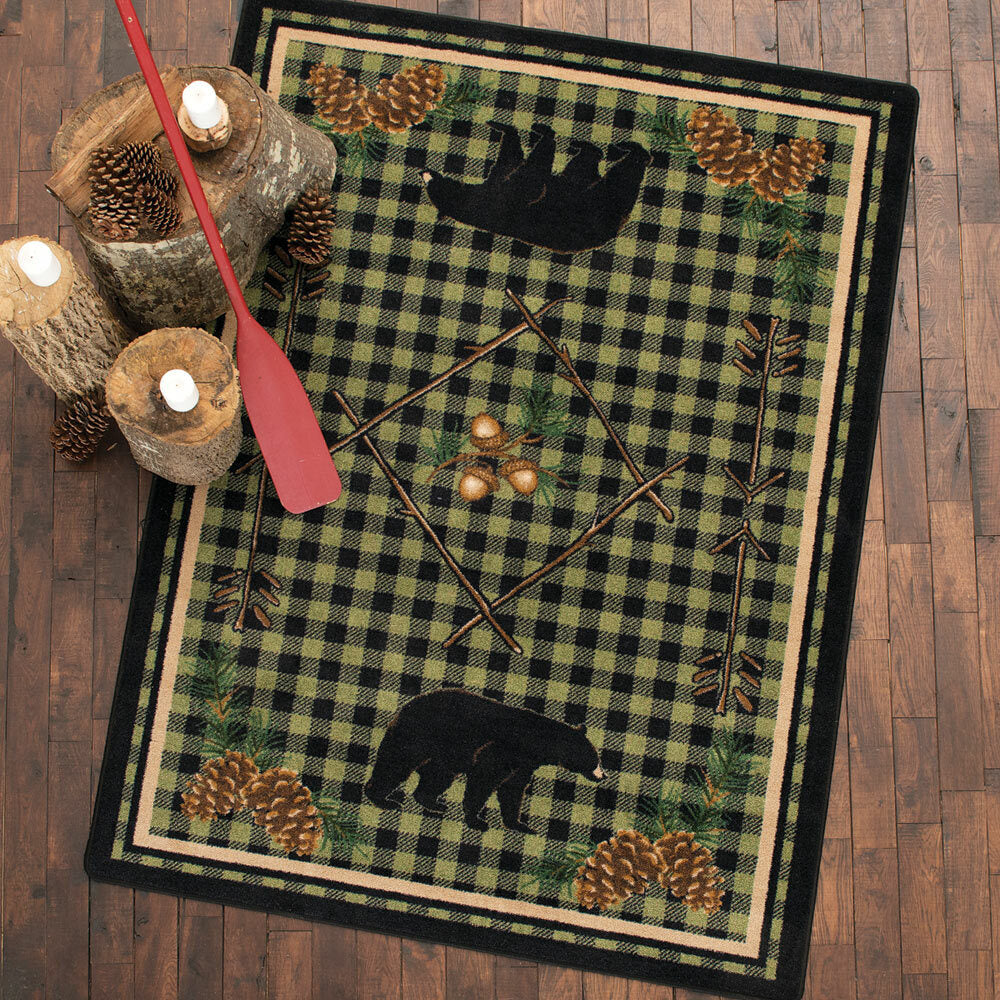 Deep Woods Bear Green Rug Collection