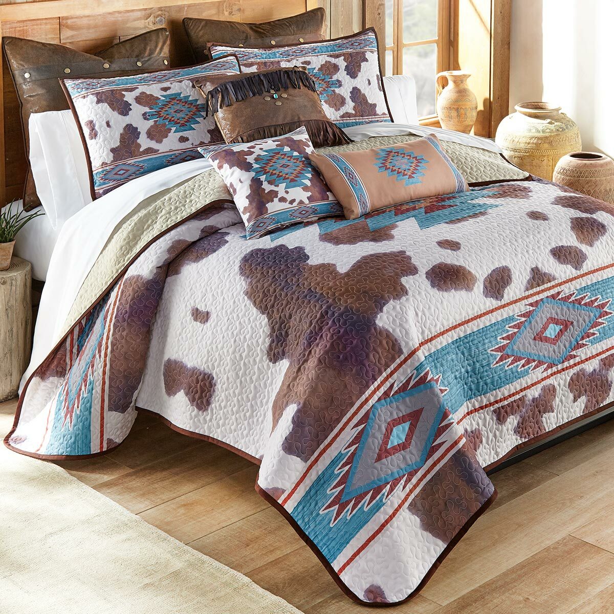 Aztec Cowhide Quilt Bedding Collection