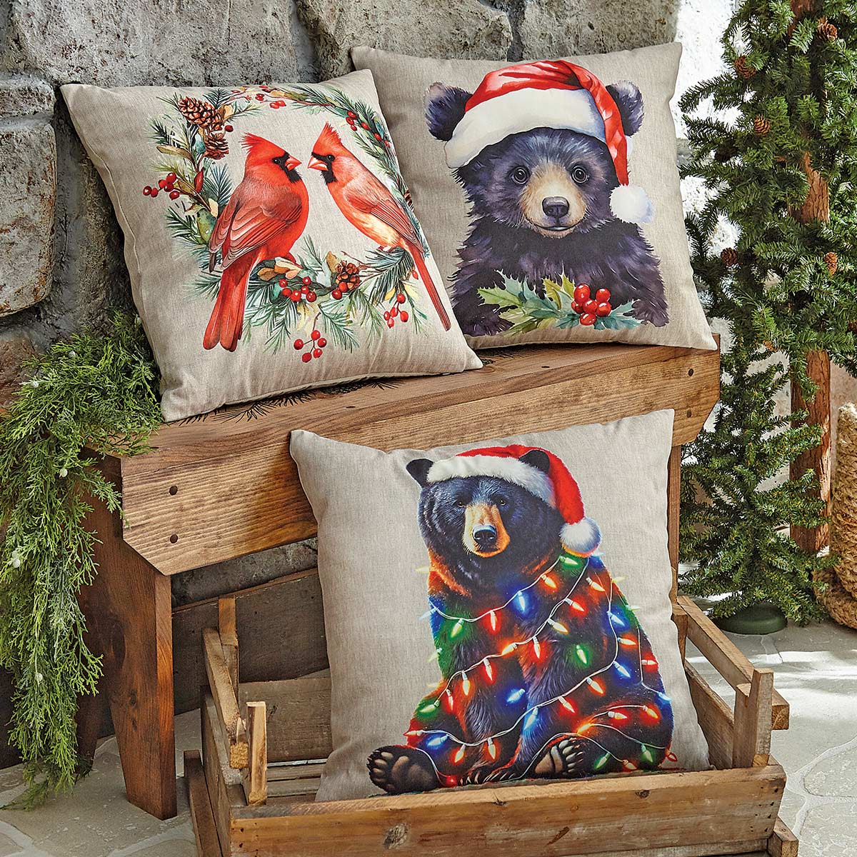 Woodland Holiday Outdoor Pillows