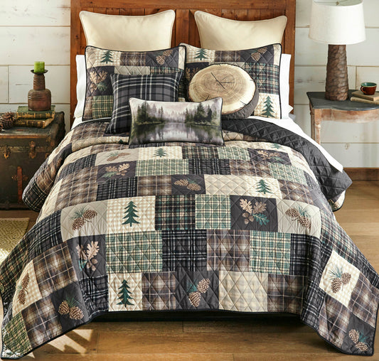 Pinecone Plaid Quilt Bedding Collection