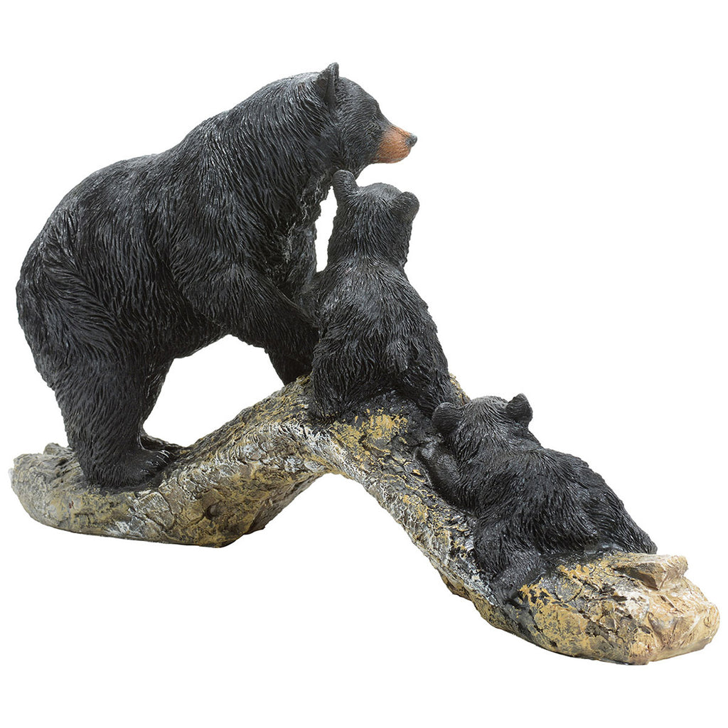 Bear Family Log Sculpture