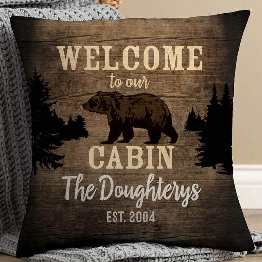 Welcome to Our Cabin Personalized Pillow