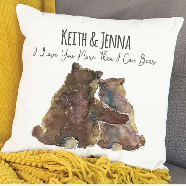 Watercolor Bear Hugs Pillow