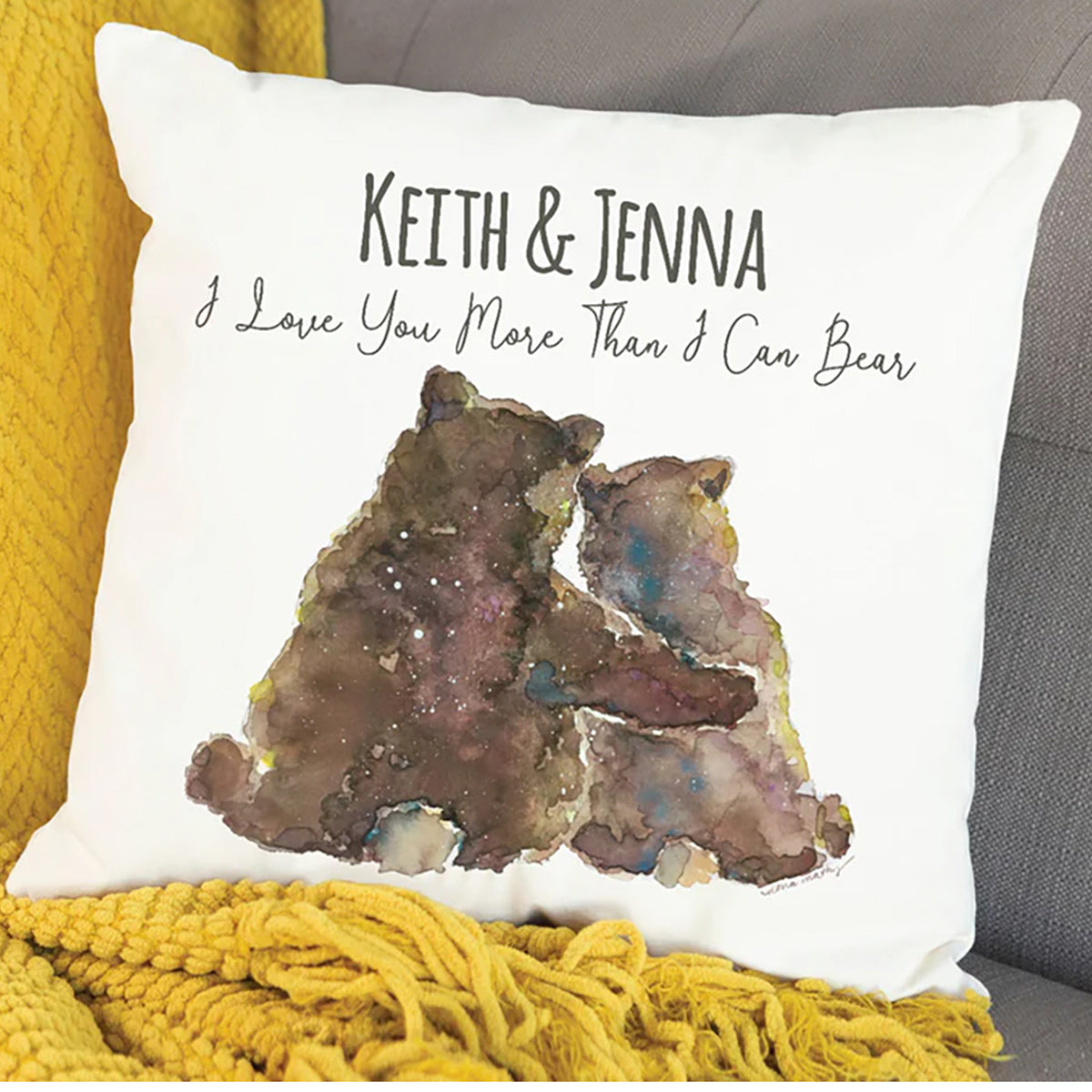 Watercolor Bear Hugs Pillow