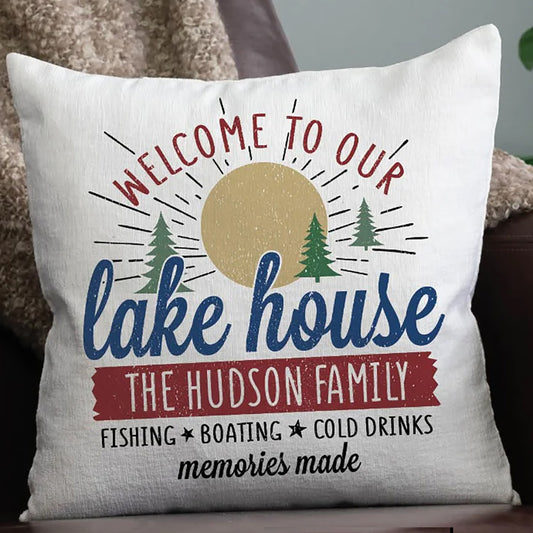 Welcome to Our Lake House Personalized Pillow