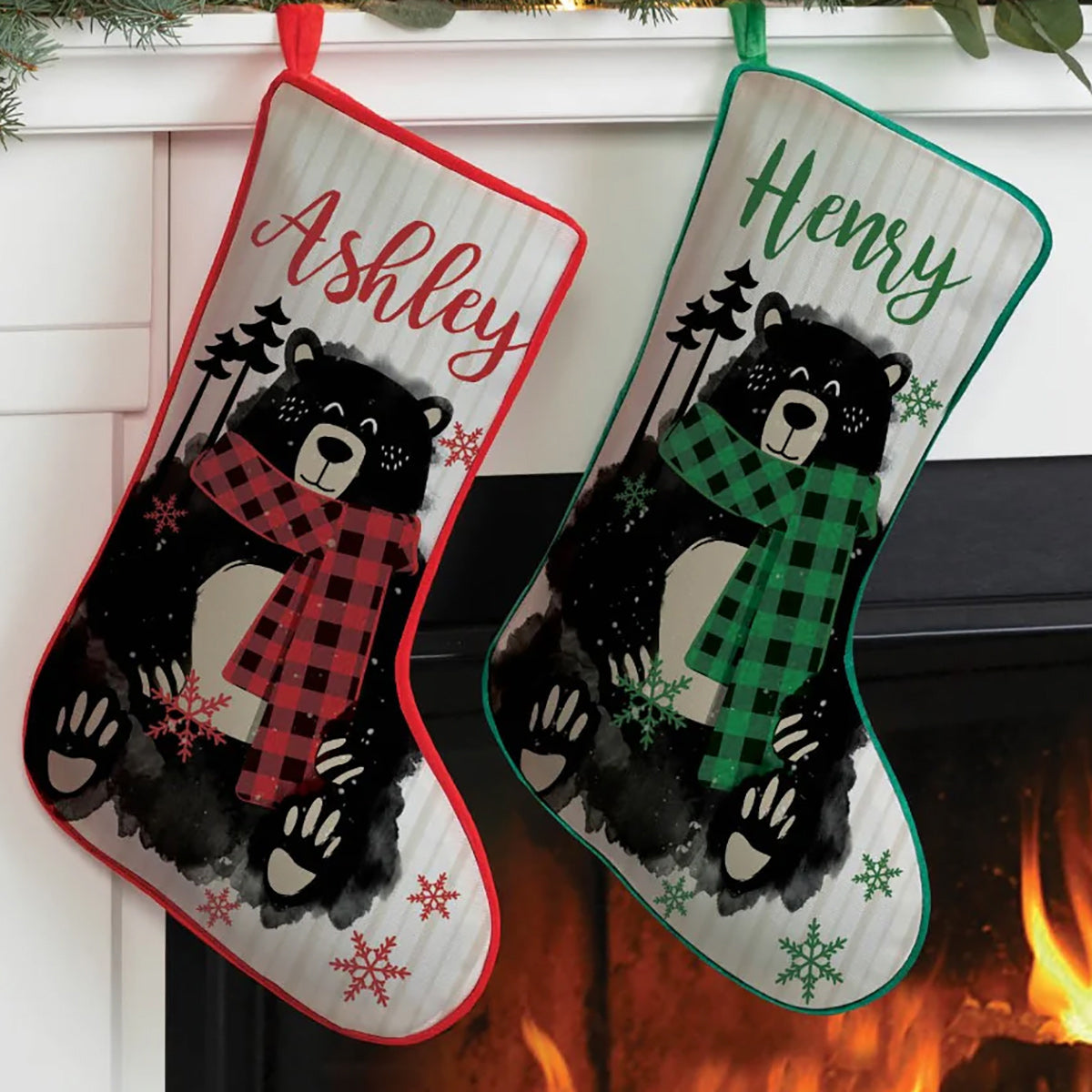 Snuggly Black Bear Personalized Stocking