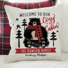 Snuggly Black Bear Personalized Throw Pillow