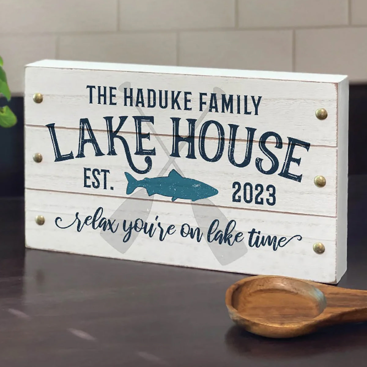 Lake Haven Personalized Wood Block Sign