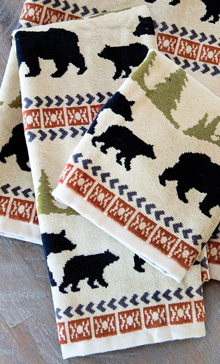 Ivory Mountain Bears Hand Towel