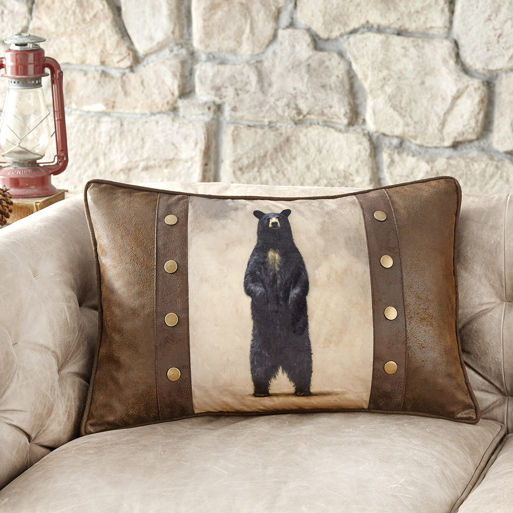 Standing Bear Faux Leather Pillow
