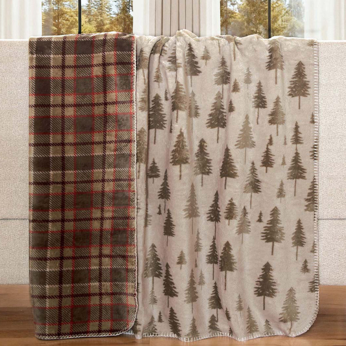 Autumn Meadows Reversible Plush Throw