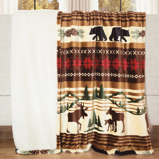 Mountain Wildlife Plush Throw