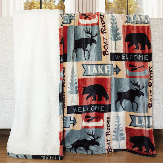 Lake Collage Plush Throw