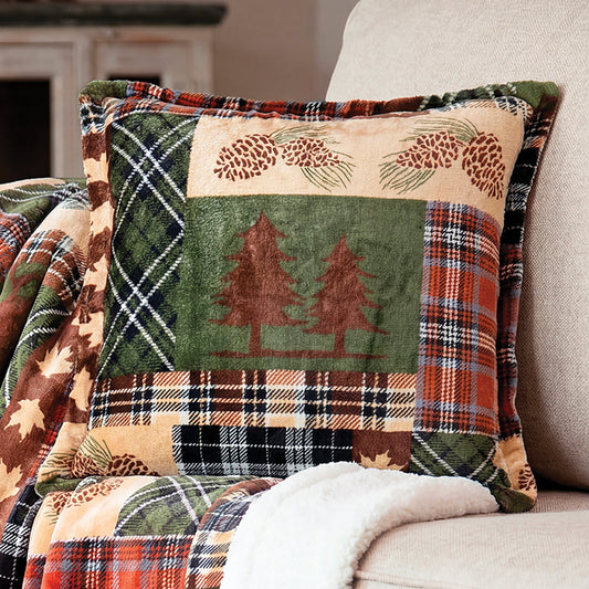 Pinecone Woodland Sherpa Pillow