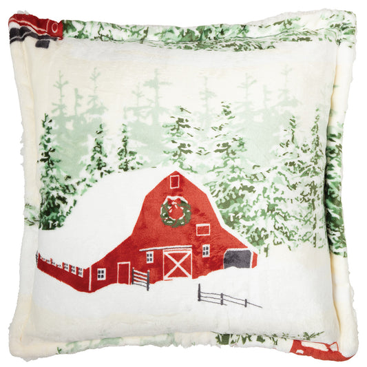 Woodland Farm Christmas Sherpa Pillow - OUT OF STOCK UNTIL 10/29/2026