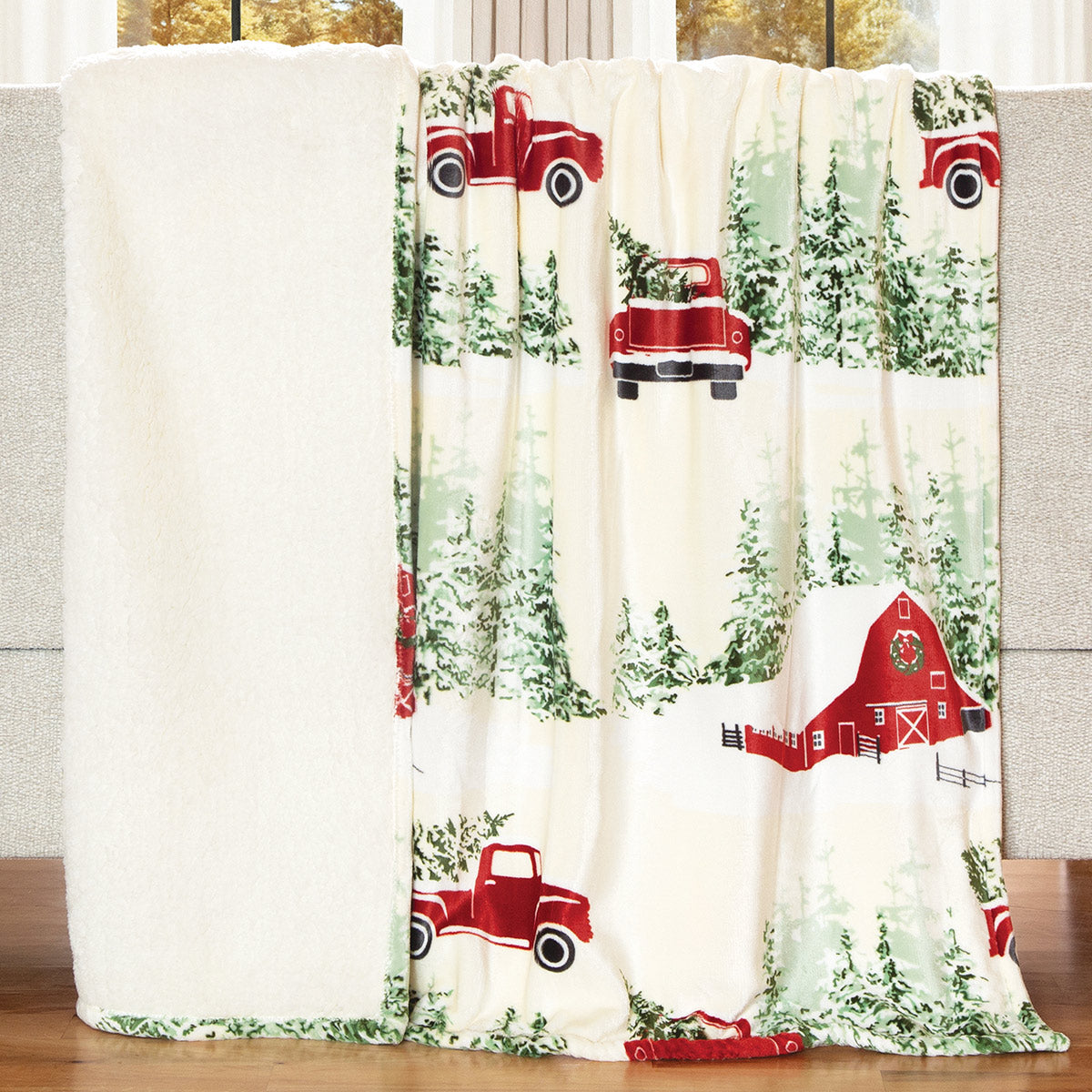Woodland Farm Christmas Sherpa Throw