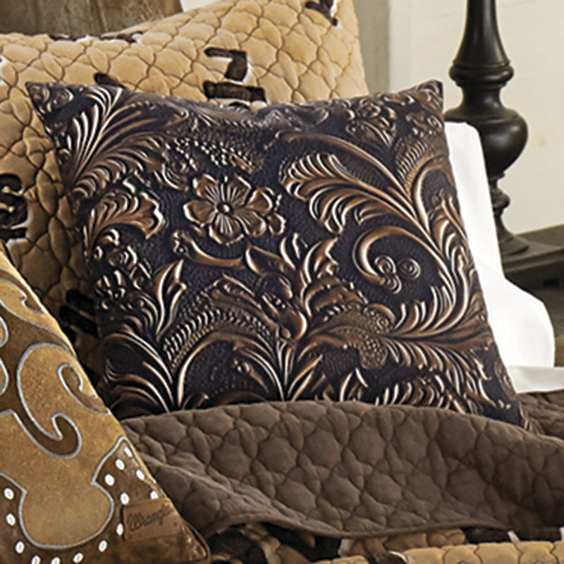 Cowboy Brands Leather Scroll Pillow
