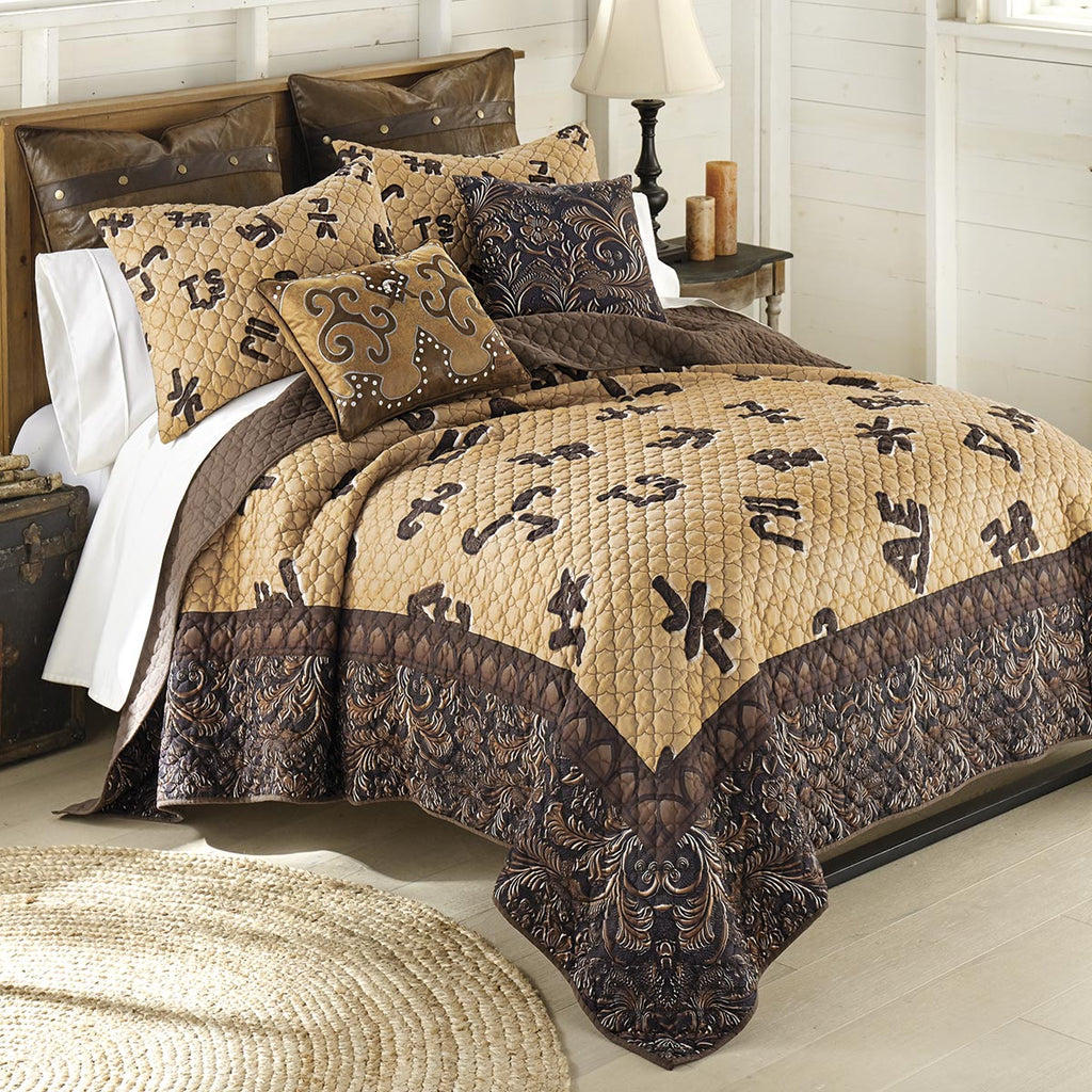 Cowboy Brands Leather Scroll Pillow