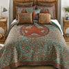 Turquoise Scroll & Star Quilt Bed Set - King