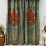 Turquoise Scroll & Star Lined Drapes