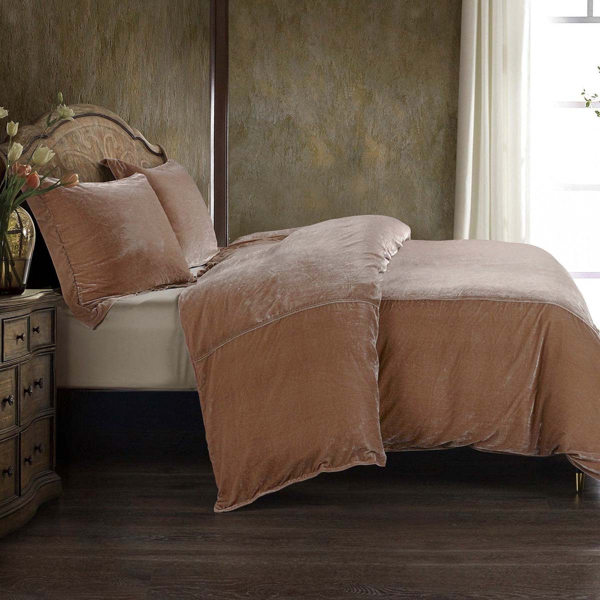 Rose Velvet Duvet Cover Set - Queen
