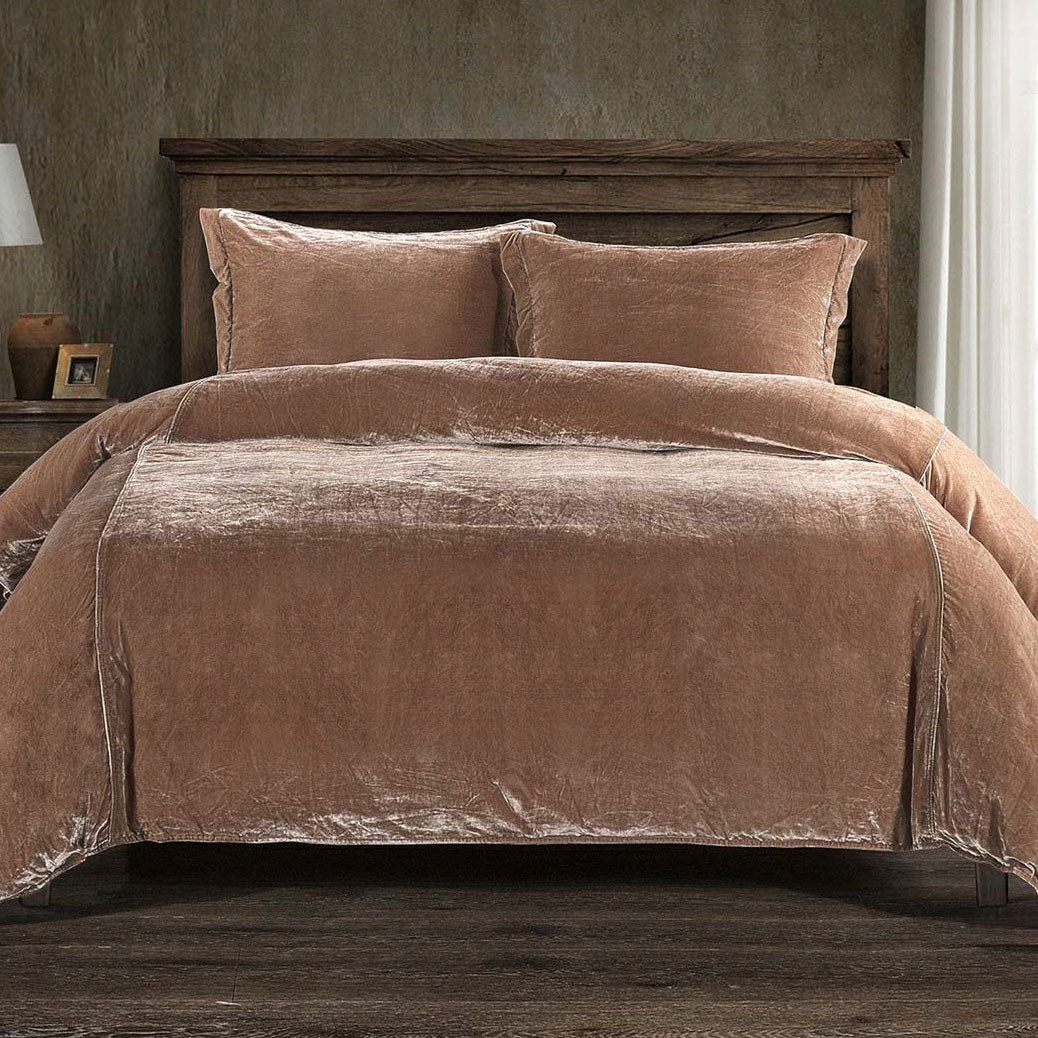 Rose Velvet Duvet Cover Set - Queen