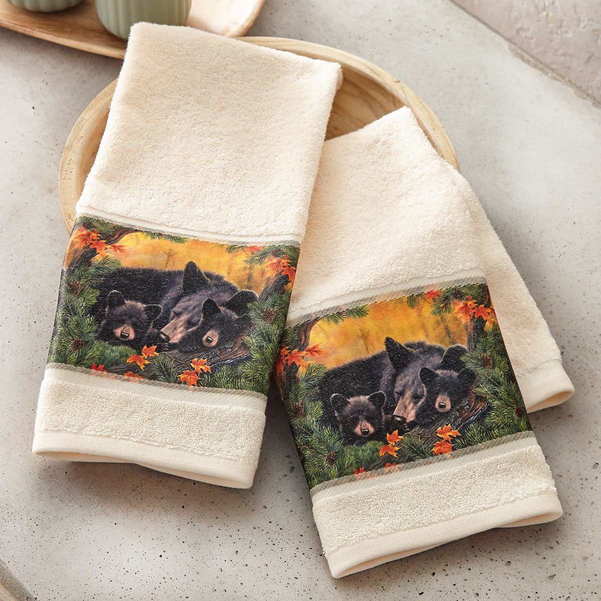 Warm Cozy Bears Hand Towels - Set of 2