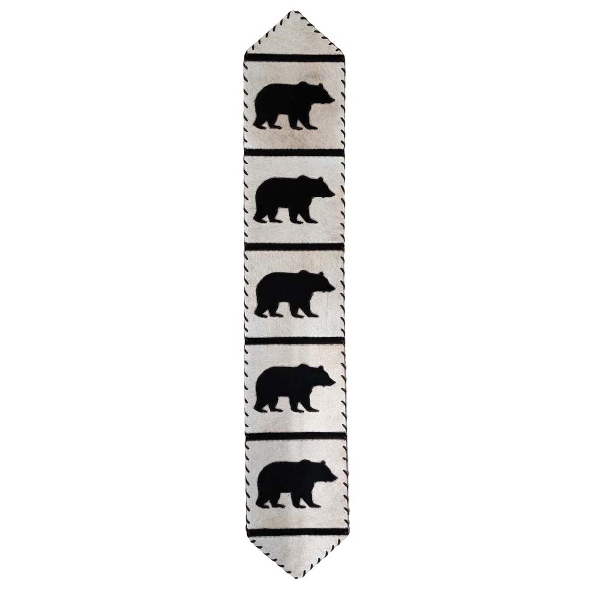 Ivory Bears Leather Table Runner - 120 Inch