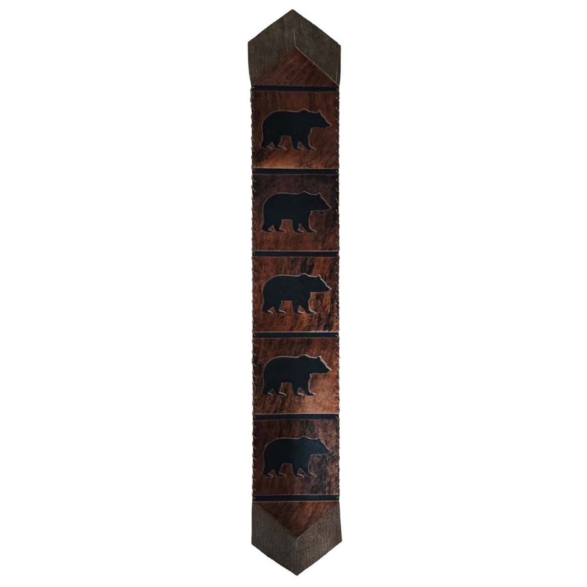Fringed Midnight Bear Leather Table Runner - 96 Inch