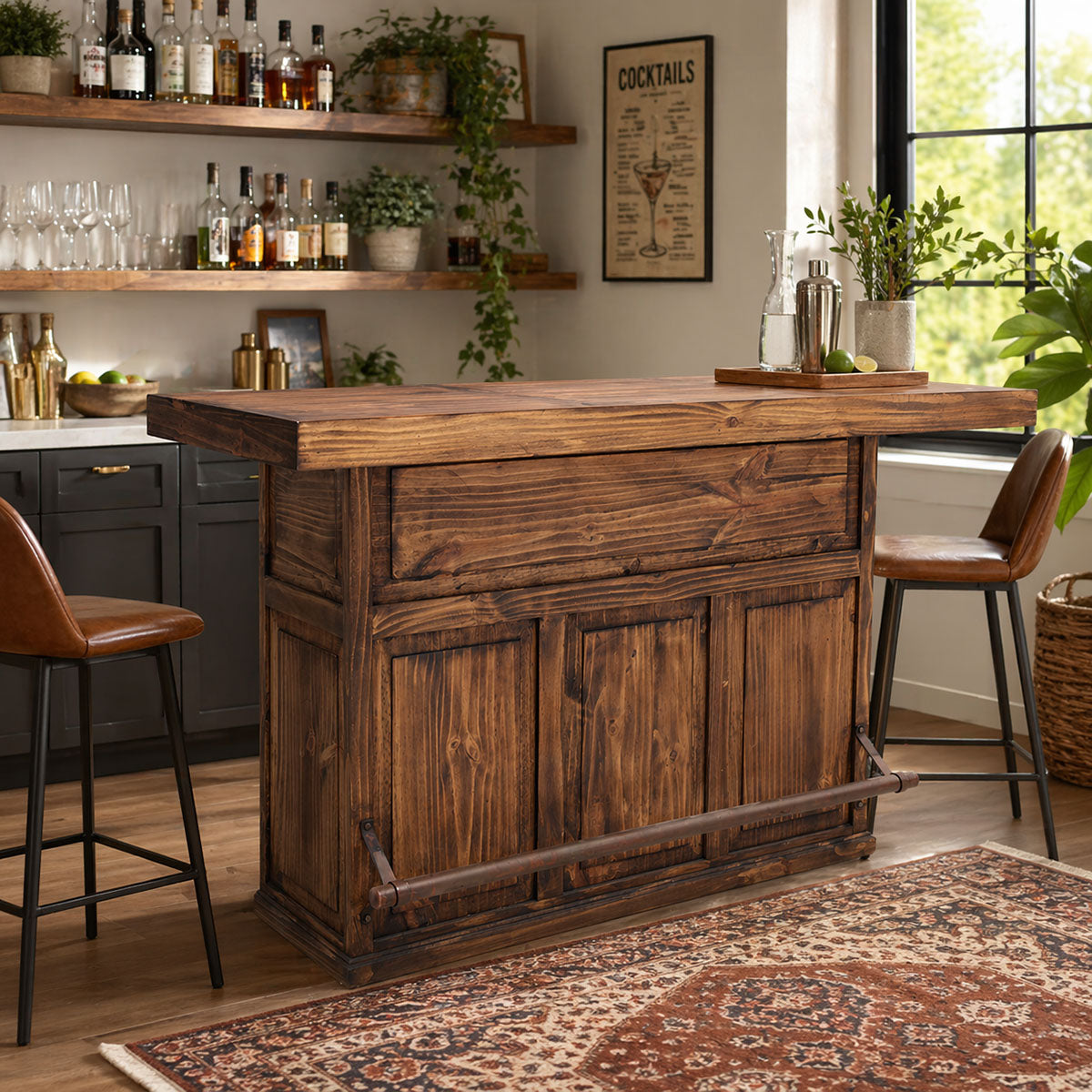 Saloon Bar with Footrail - Brown