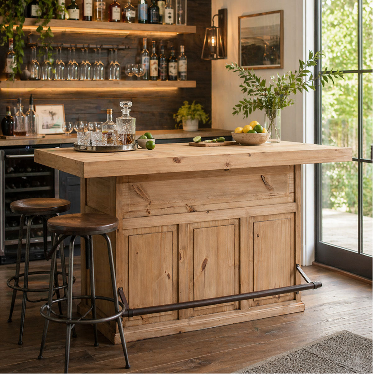 Saloon Bar with Footrail - Honey