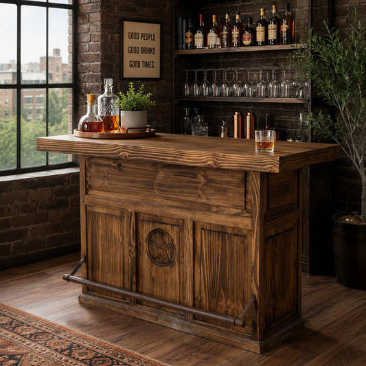 Saloon Star Bar with Footrail - Brown