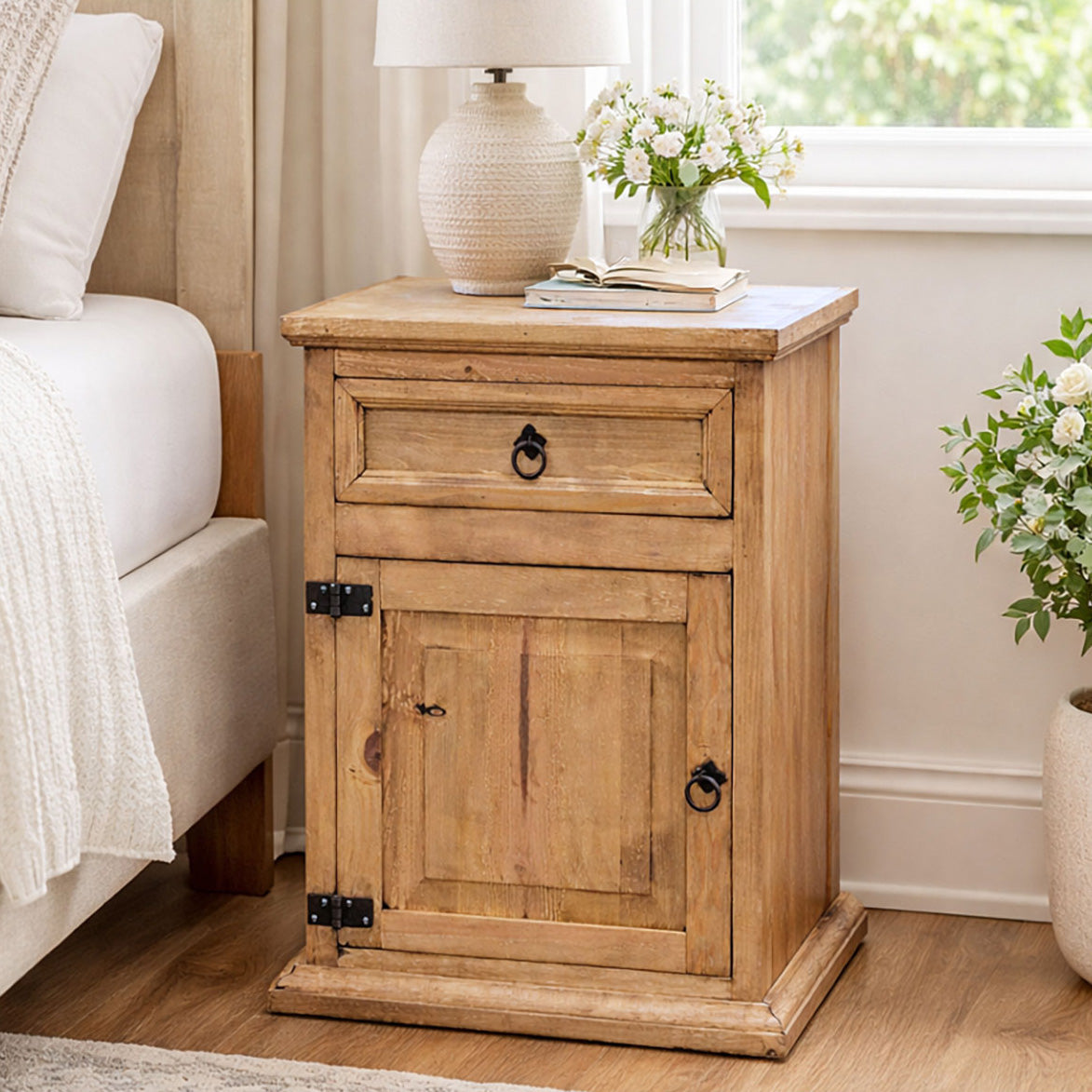 Frankie Honey Enclosed Nightstand - Left