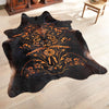 Etched Filigree Black Cowhide Rug - Medium