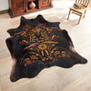 Etched Filigree Black Cowhide Rug - Large