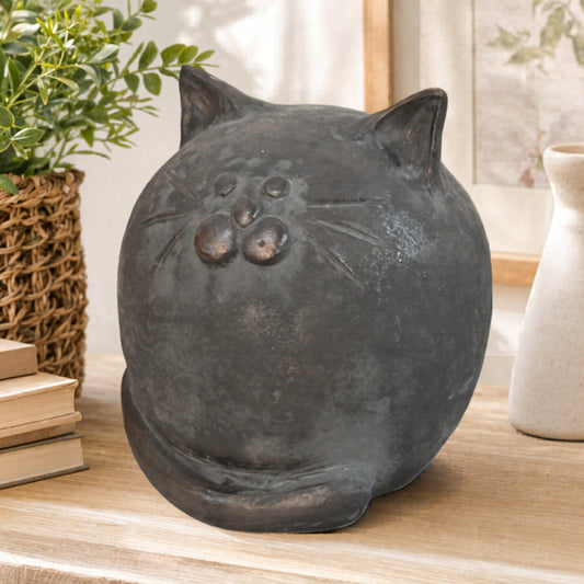 Bubbly Black Cat Clay Sculpture