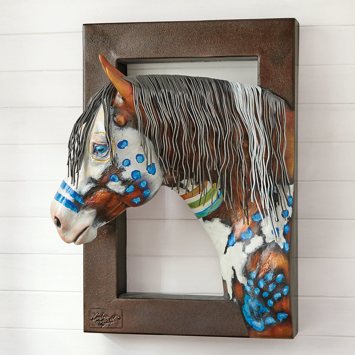 Apache Blue Eyed Horse Wall Sculpture