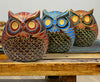 Hand Painted Clay Owl Figurines - Set of 3